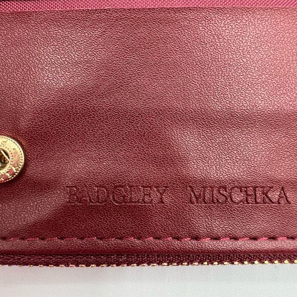 Badgley Mischka Womens Vegan Leather Long Card Wallet Wine Red Quilted NWT - Picture 5 of 12